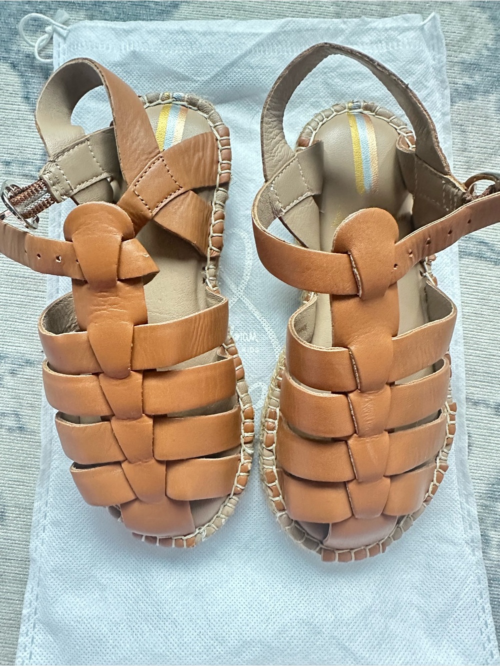 Sam Edelman Kids Leather Espadrille Fisherman Sandals Tan size 11
